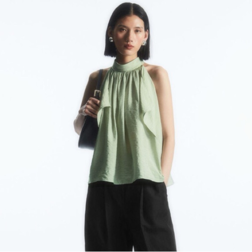 COS Light Green Floaty Halter Blouse
